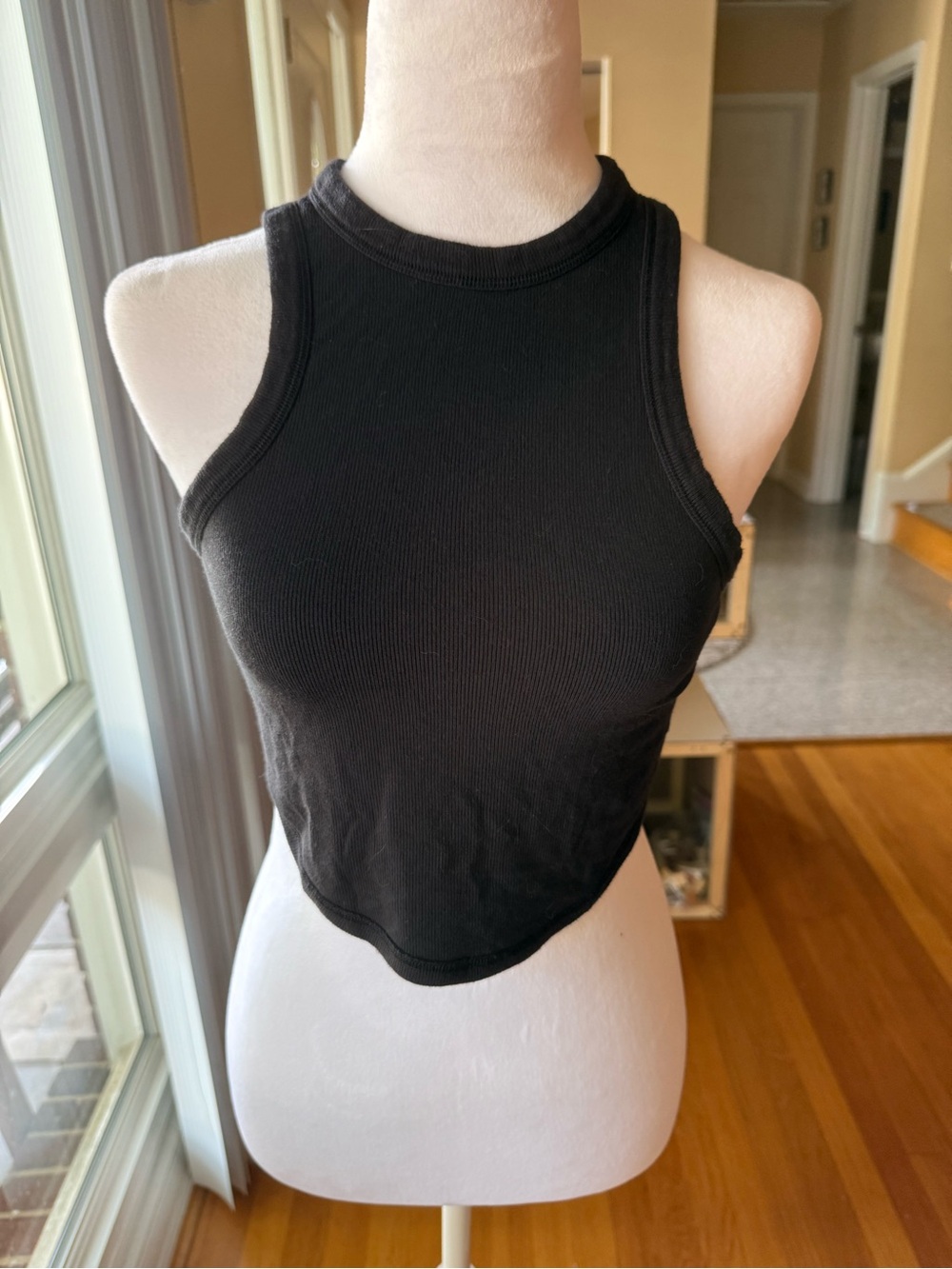 Lululemon Black Ribbed High-Neck Crop Tank Top